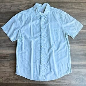 Goodfellow Smart Casual Lightweight Blue Stripe Short Sleeve Button Down Shirt